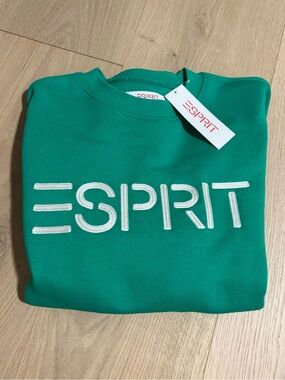 ESPRIT Women’s Fleece Embroidered Logo Sweatshirt, Retro 80s Viral Various Sizes